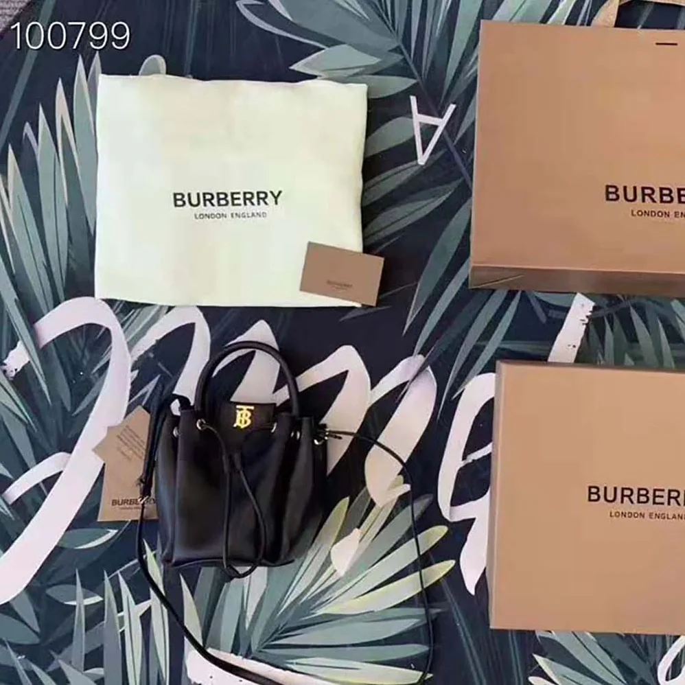Burberry Monogram Motif Leather Bucket Bag for Women in Black Burberry Monogram Motif Leather Bucket Bag for Women in Black