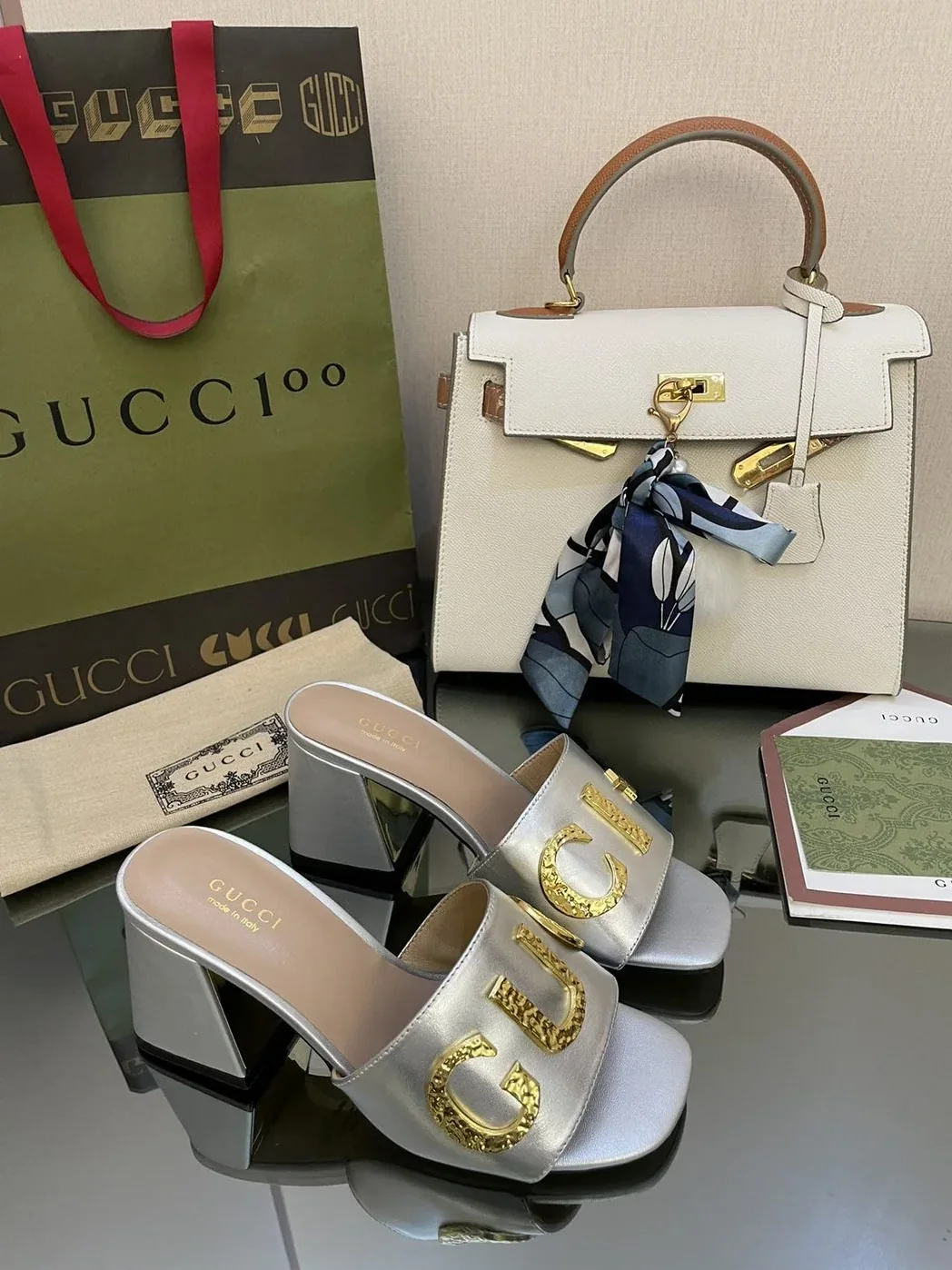 Gucci ‘Gucci' Slide Sandal Silver for Women