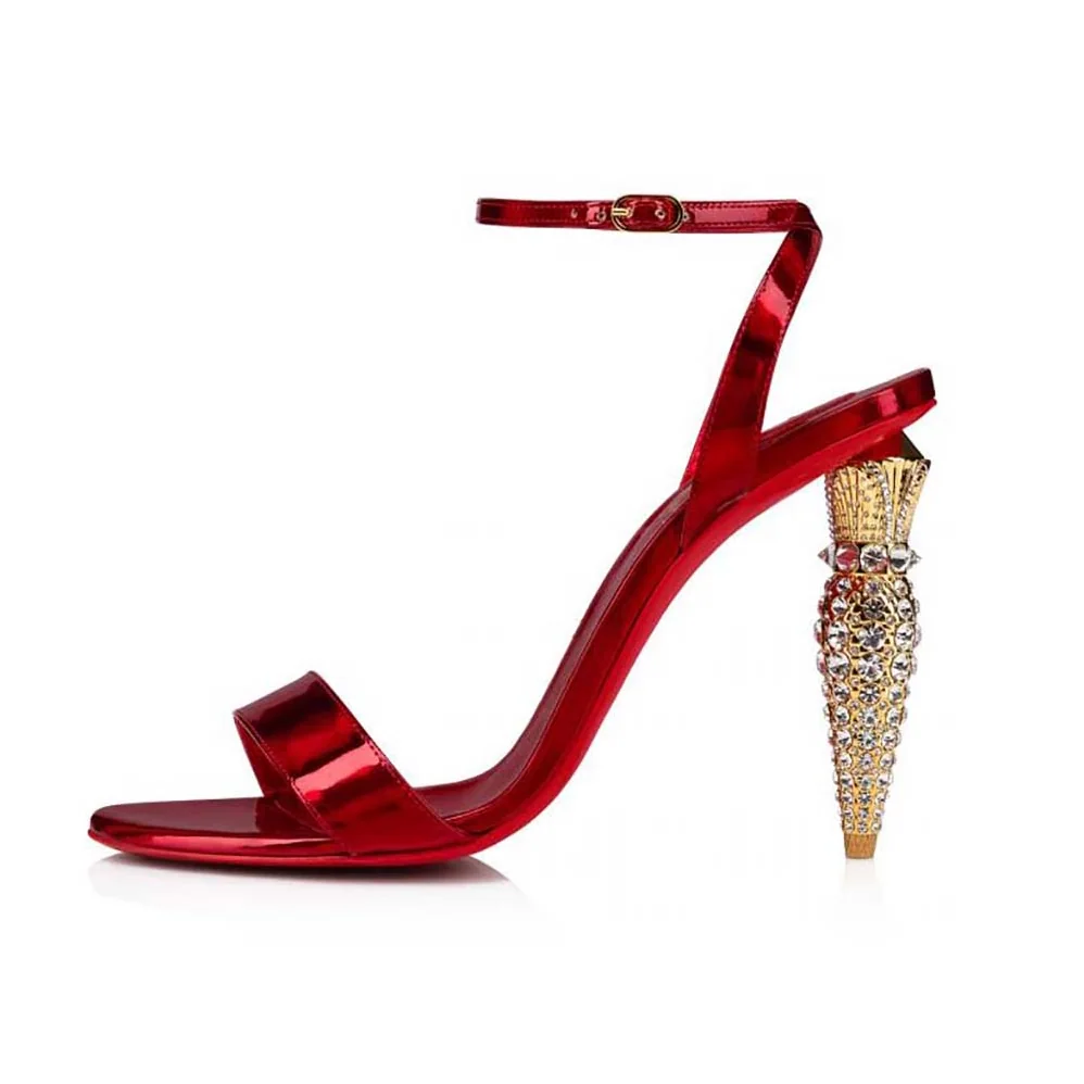 Christian Louboutin Lipstrass Queen 100 mm Heel Height for Women in Red Christian Louboutin Lipstrass Queen 100 mm Heel Height for Women in Red