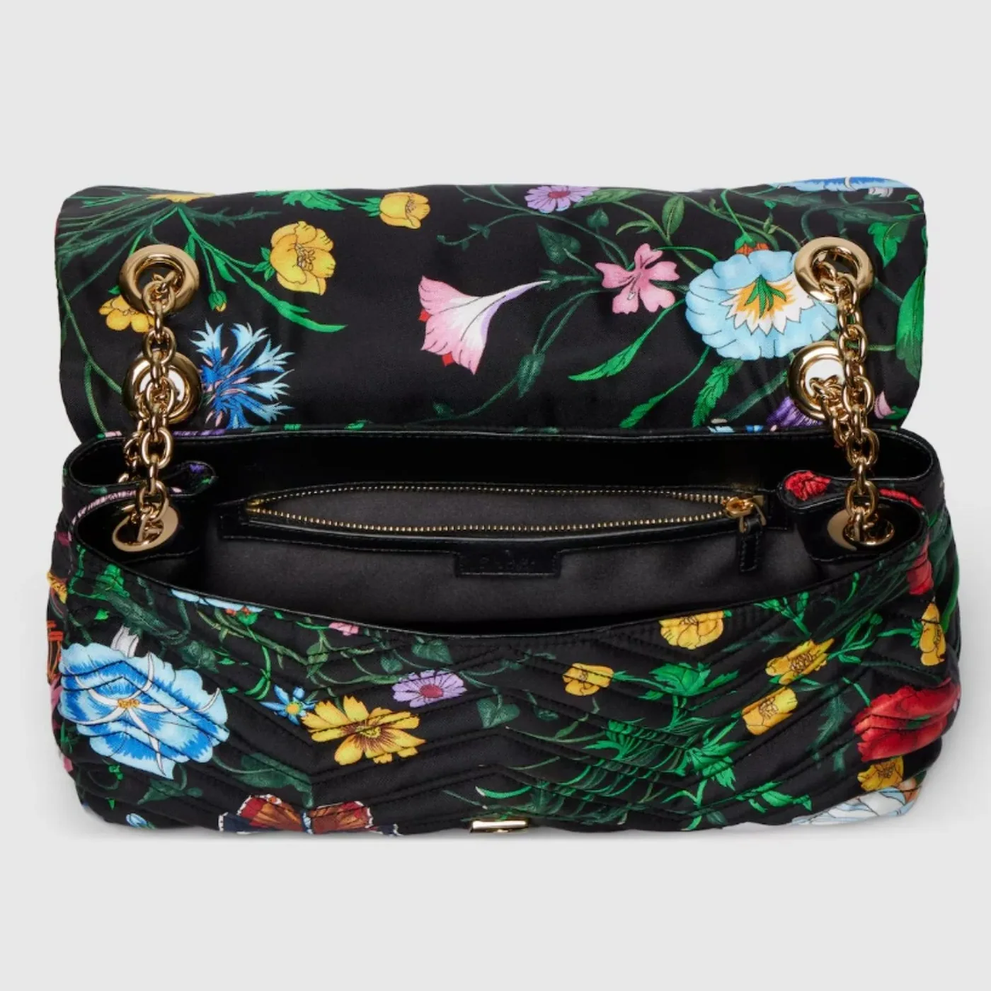 Gucci Marmont Medium Shoulder Bag / Black And Multicolor Flora Gold Hardware Gucci Marmont Medium Shoulder Bag / Black And Multicolor Flora Gold Hardware