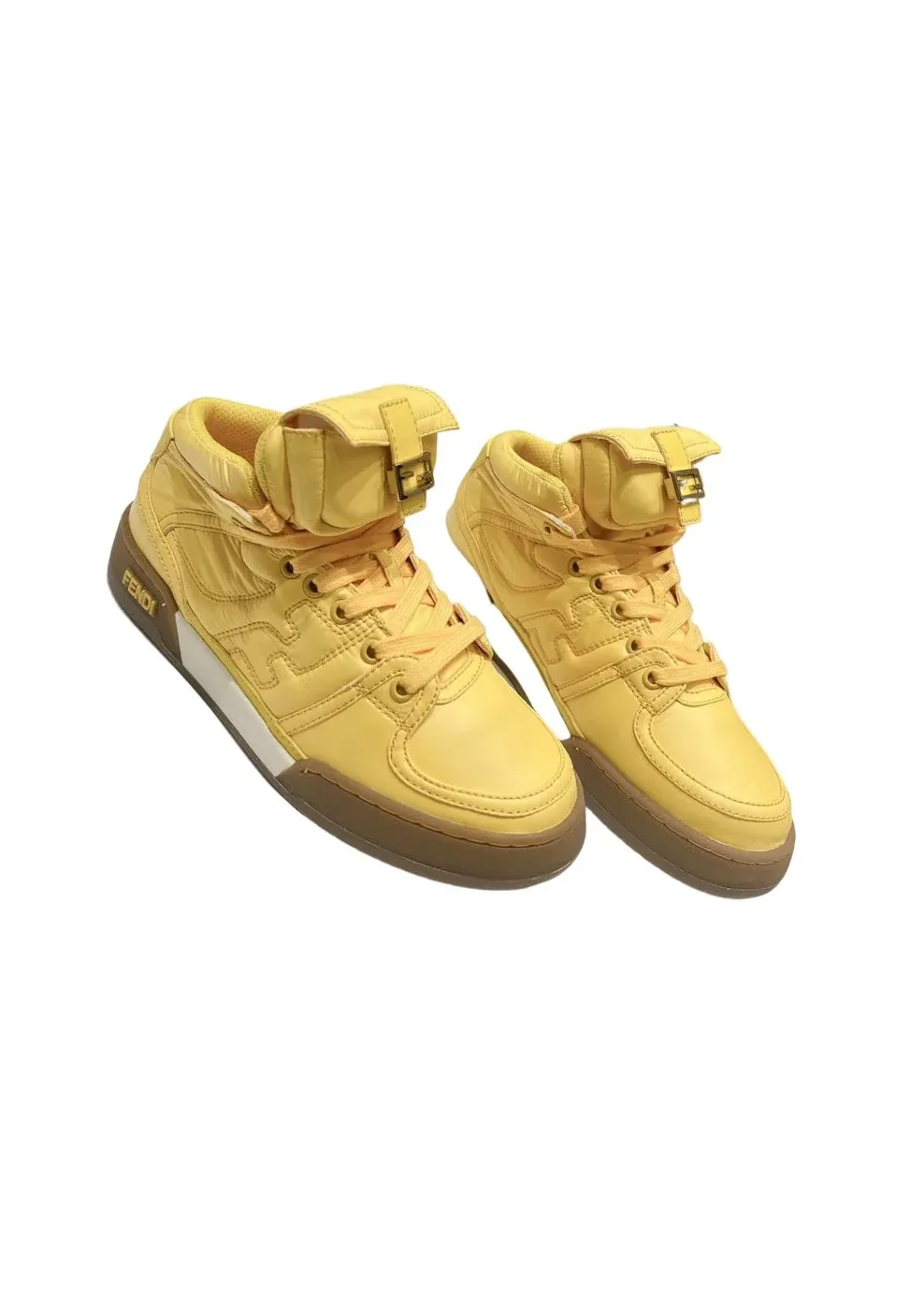 FD Fendi Match Lace-Up High in Top Sneakers Yellow
