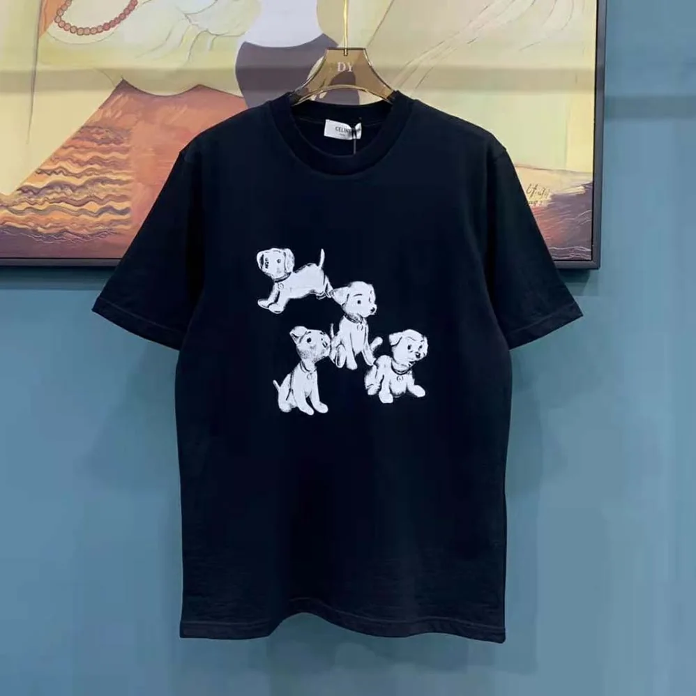 Celine Loose T-shirt in Cotton Jersey with Artist Print for Women in Black