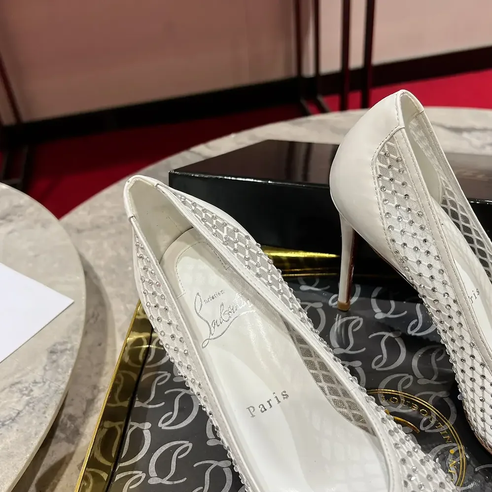 Christian Louboutin Apostropha Mesh Strass 80mm Pumps for Women in White