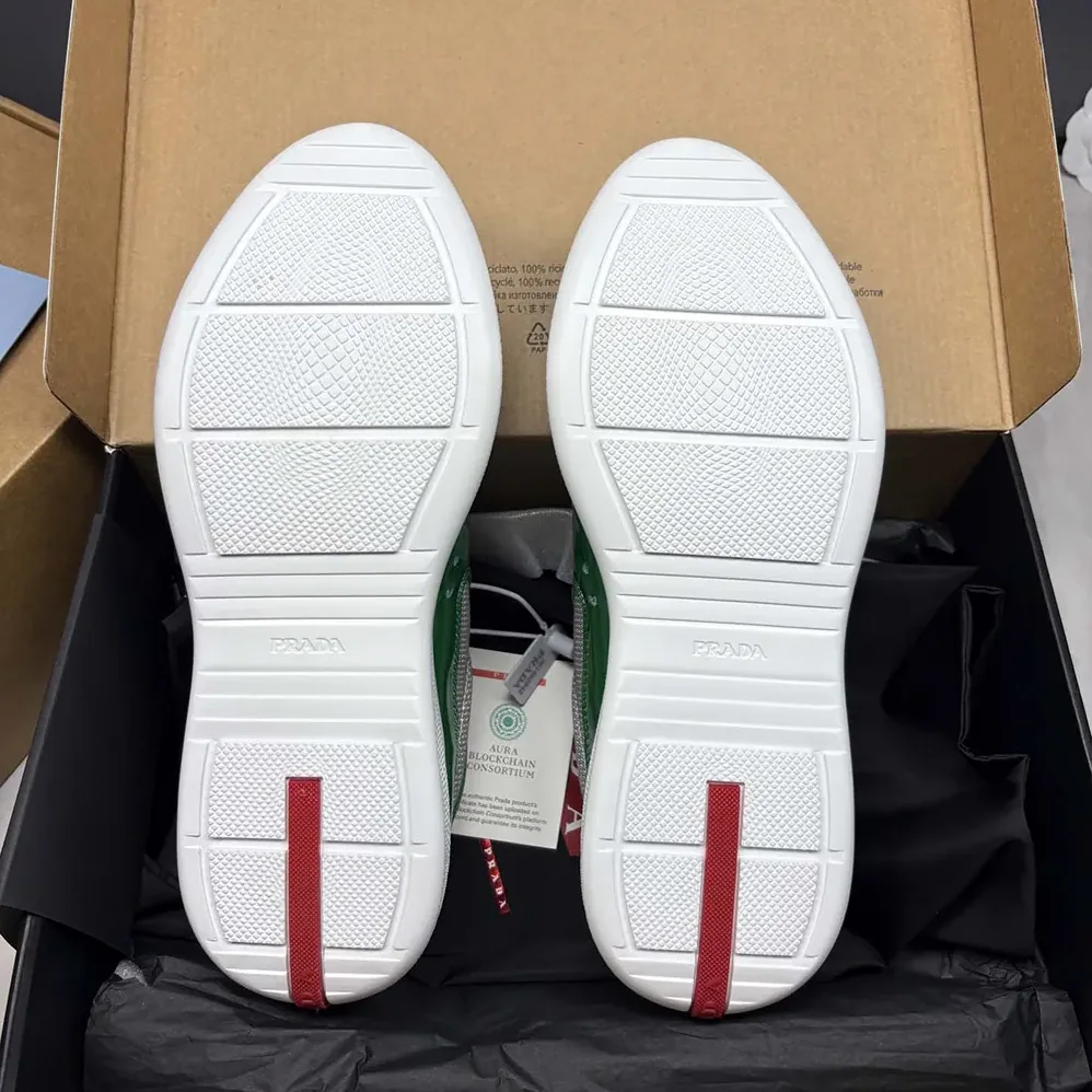 Prada Patent Leather And Technical Fabric Prada America'S Cup Sneakers for Unisex in Green Prada Patent Leather And Technical Fabric Prada America'S Cup Sneakers for Unisex in Green