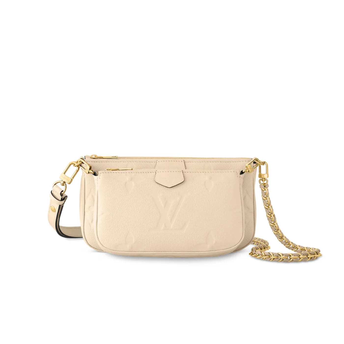 Louis Vuitton Multi Pochette Accessoires Shoulder Bag / Cream Monogram Empreinte Gold Hardware