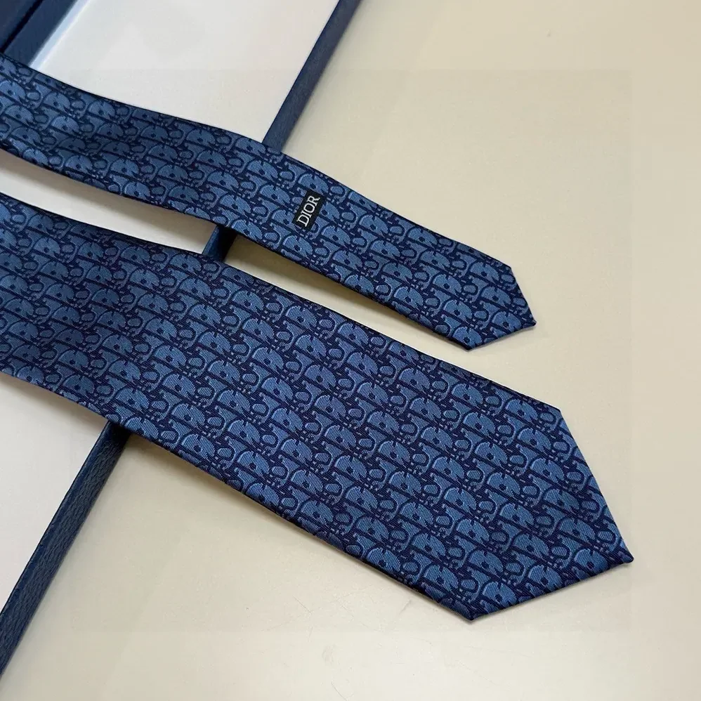 Dior Oblique Tie Blue and Black Silk for Men Dior Oblique Tie Blue and Black Silk for Men