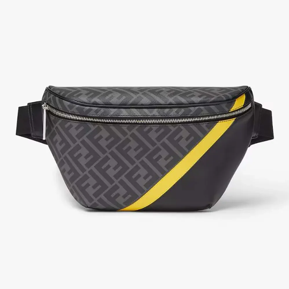Fendi Diagonal Belt Bag Gray Fabric Belt Bag for Men in Yellow Fendi Diagonal Belt Bag Gray Fabric Belt Bag for Men in Yellow