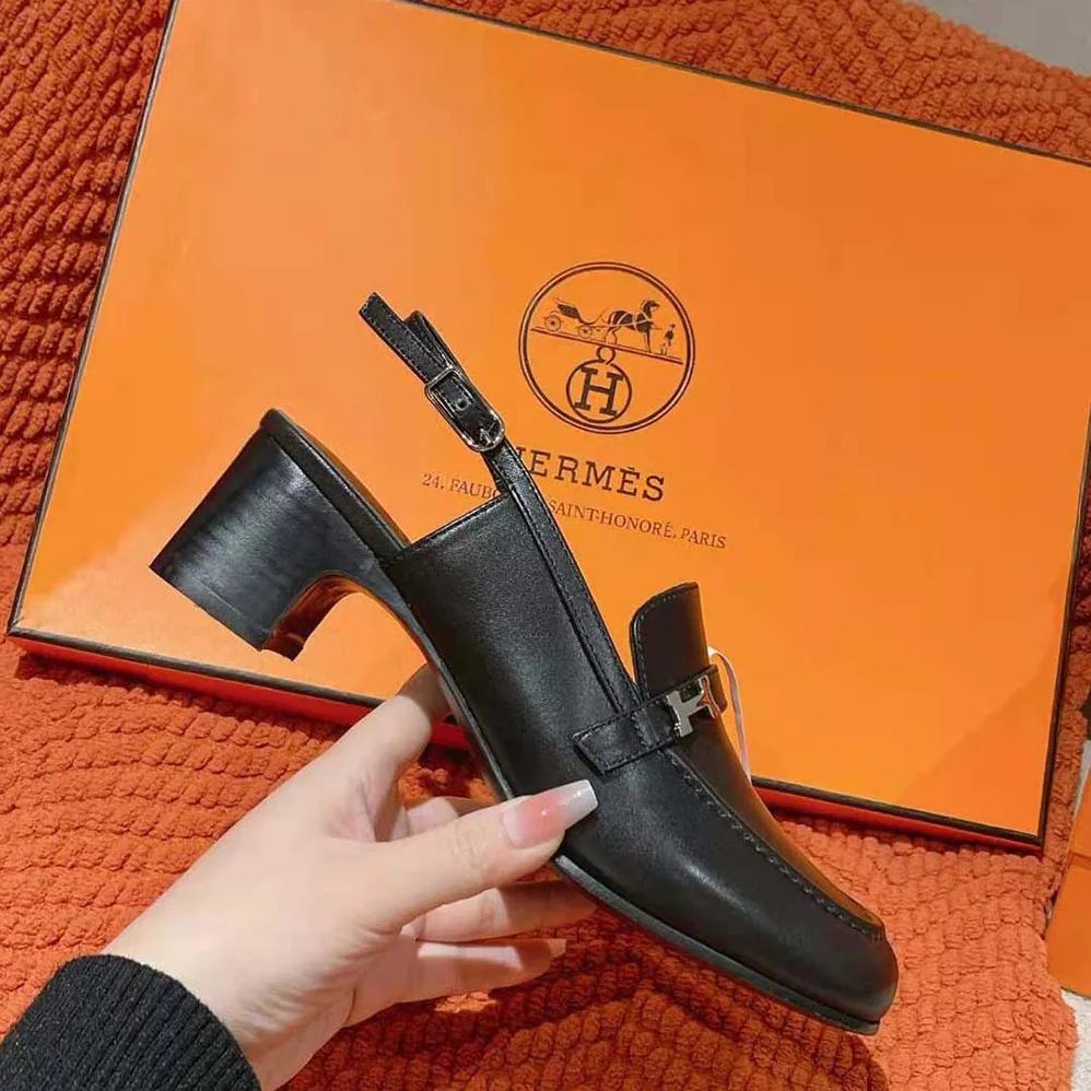 Hermes Infinie 50 Pump in Goatskin-Black H241046Z for Women