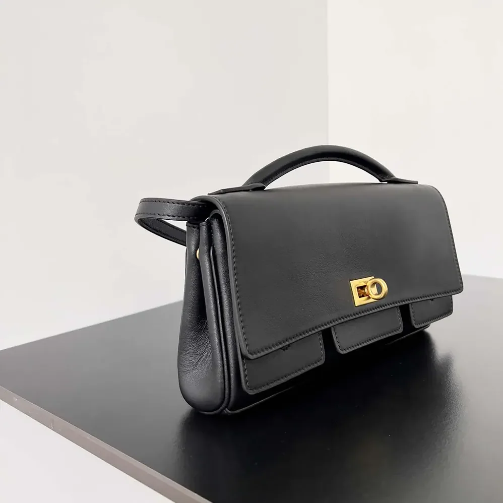 Balenciaga Bel Air Clutch On Strap Small in Black Smooth Calfskin for Women