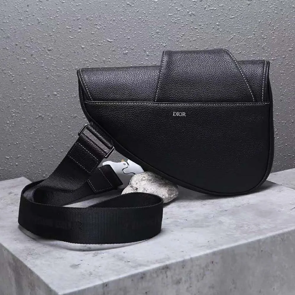 Dior Saddle Bag in Black Calfskin for Men