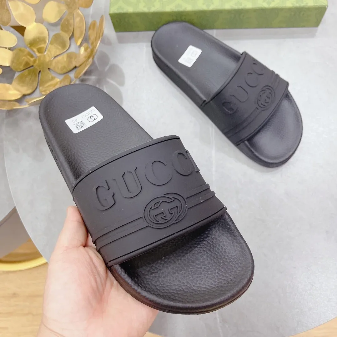 Gucci Logo Rubber Slide Black for Men Gucci Logo Rubber Slide Black for Men