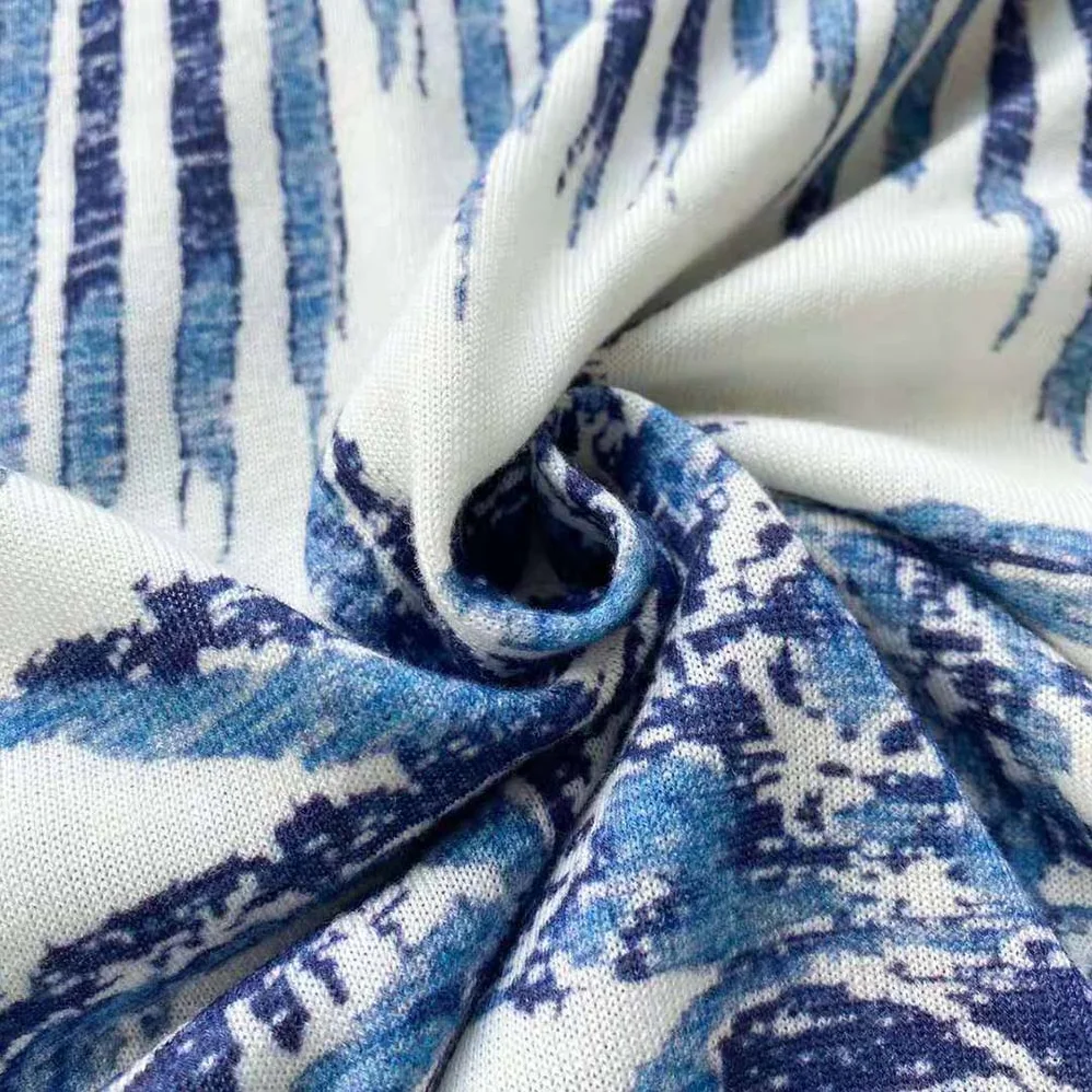 Dior T-shirt Navy Blue and White Cotton Jersey and Linen for Women