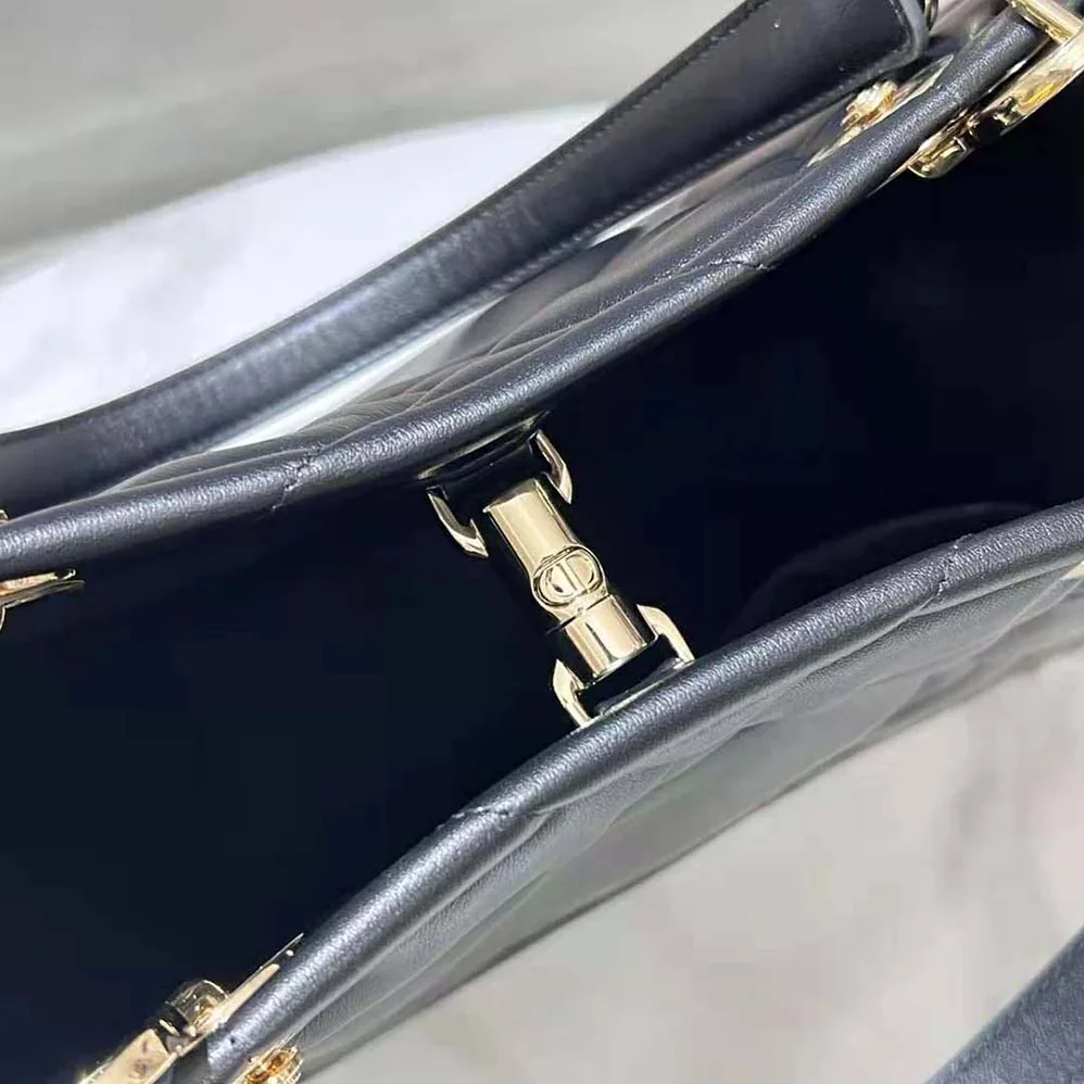 Dior Medium Dior Essential Tote Bag Black Archicannage Calfskin for Women