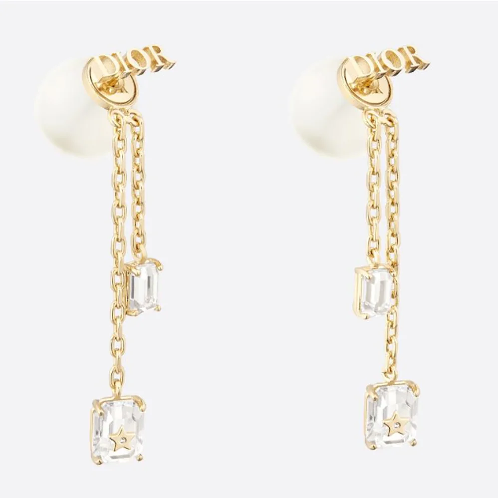 Dior Dior Tribales Earrings White Resin Pearls and White Crystals for Women Dior Dior Tribales Earrings White Resin Pearls and White Crystals for Women