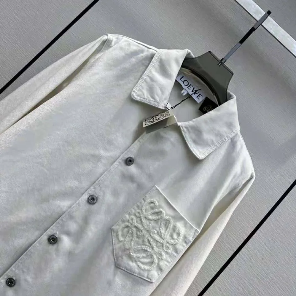 Loewe Anagram Overshirt in Denim for Women in White