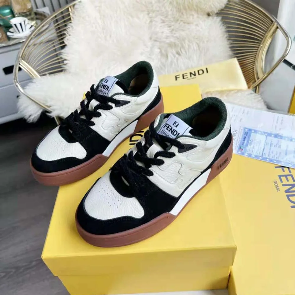 Fendi Match Low Tops in Black Suede for Unisex