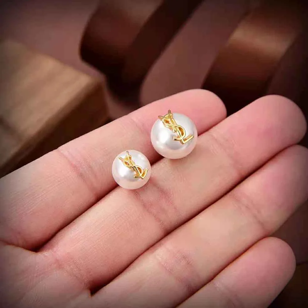 Saint Laurent YSL Ysl Pearl Earrings in Metal for Women Saint Laurent YSL Ysl Pearl Earrings in Metal for Women