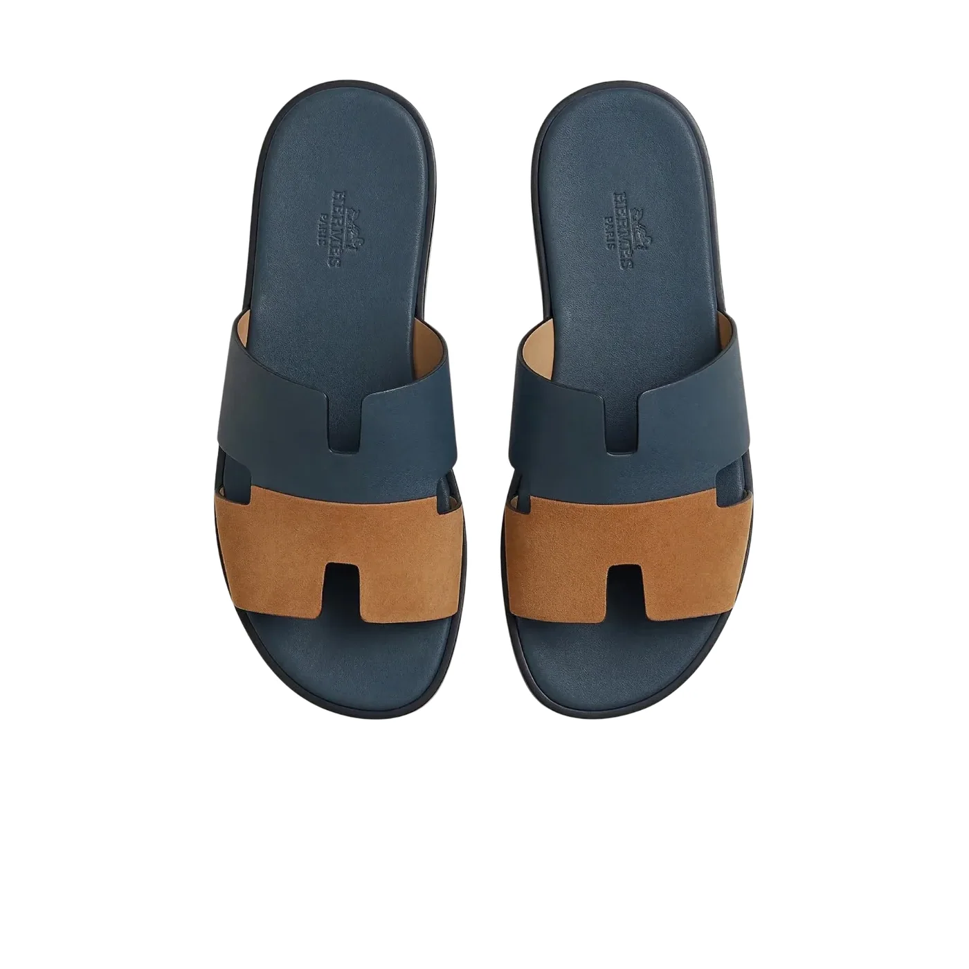 Hermes Izmir Sandals Dark Blue in Brown