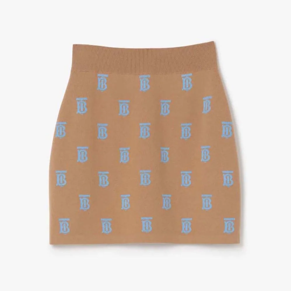 Burberry Monogram Wool Silk Blend Jacquard Mini Skirt for Women