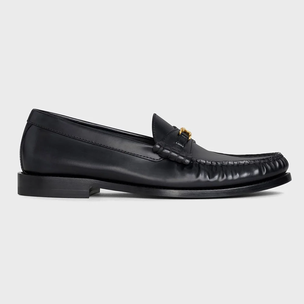 Celine Luco Triomphe Loafer in Polished Calfskin for Women in Black Celine Luco Triomphe Loafer in Polished Calfskin for Women in Black