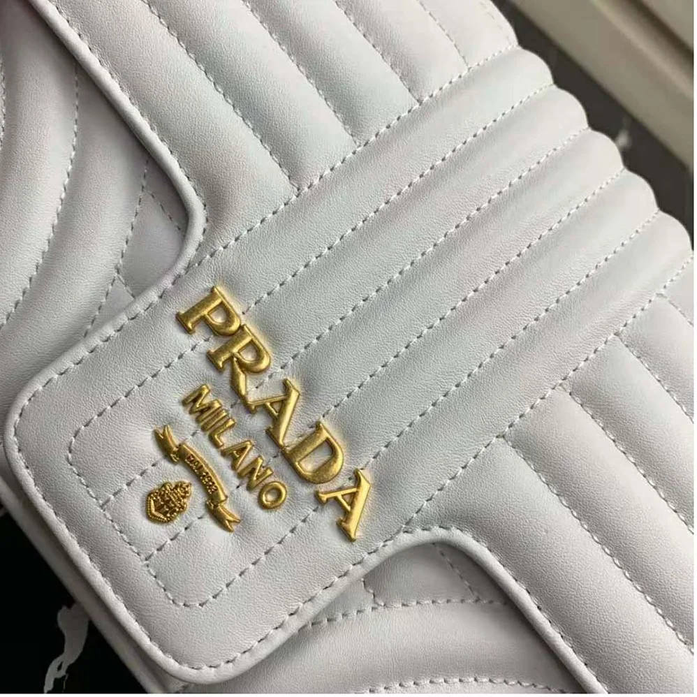 Prada Medium Leather Prada Diagramme Bag for Women in White