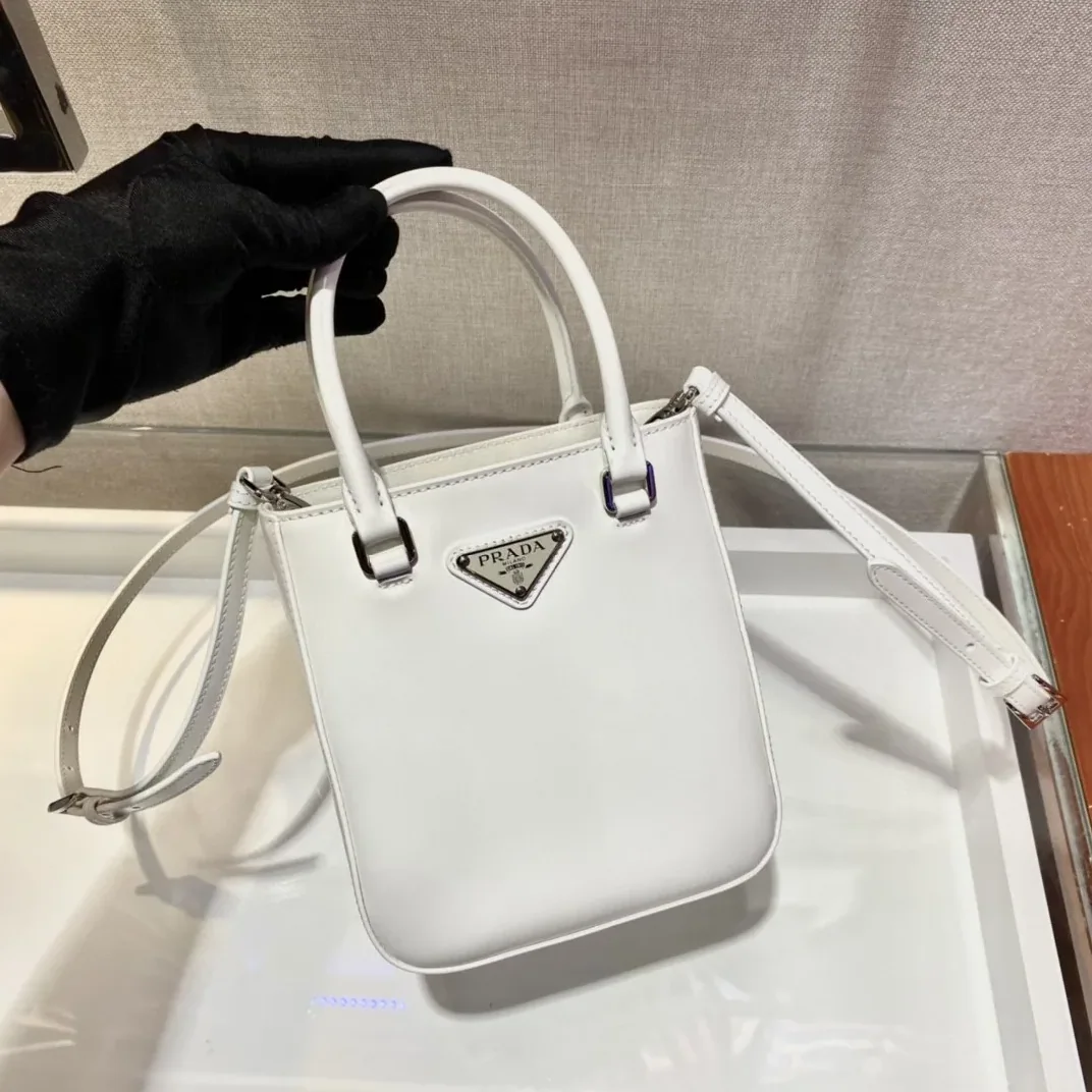 Prada Small Brushed Tote White Prada Small Brushed Tote White