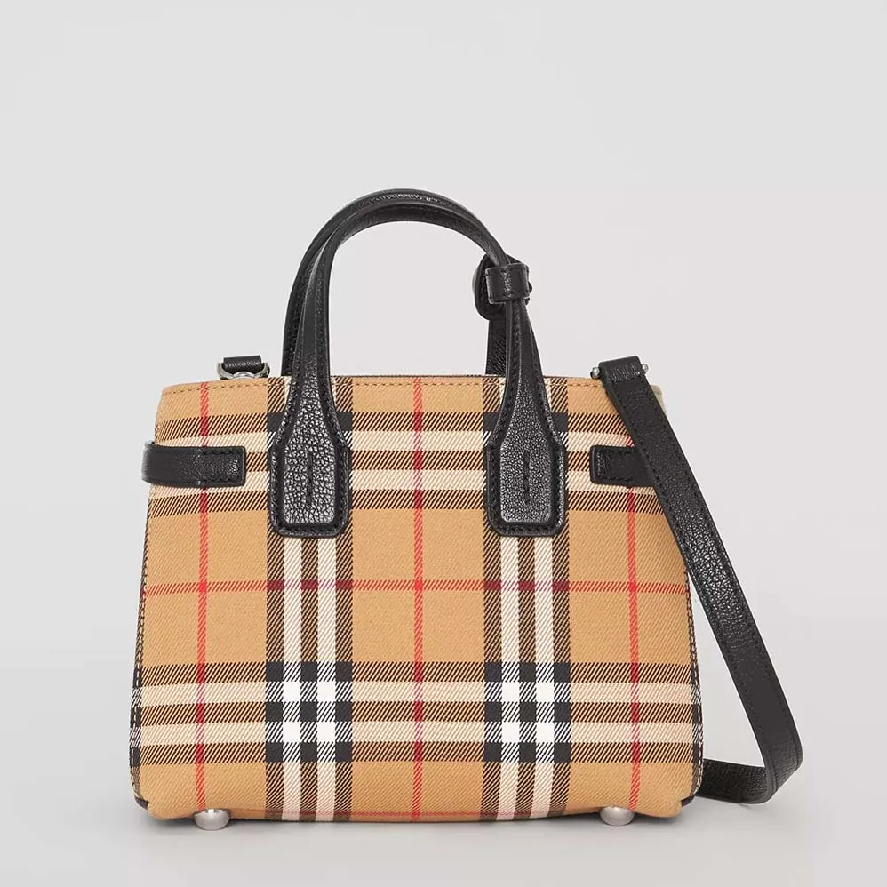 Burberry The Baby Banner in Vintage Check Leather for Women in Brown