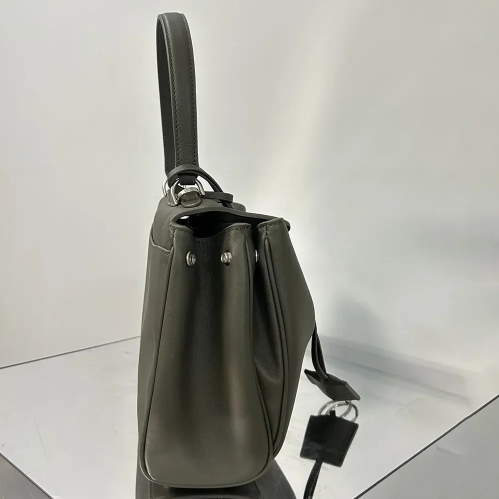 Balenciaga Rodeo Handbag Small In Khaki Smooth Calfskin Aged for Women in Silver Hardware