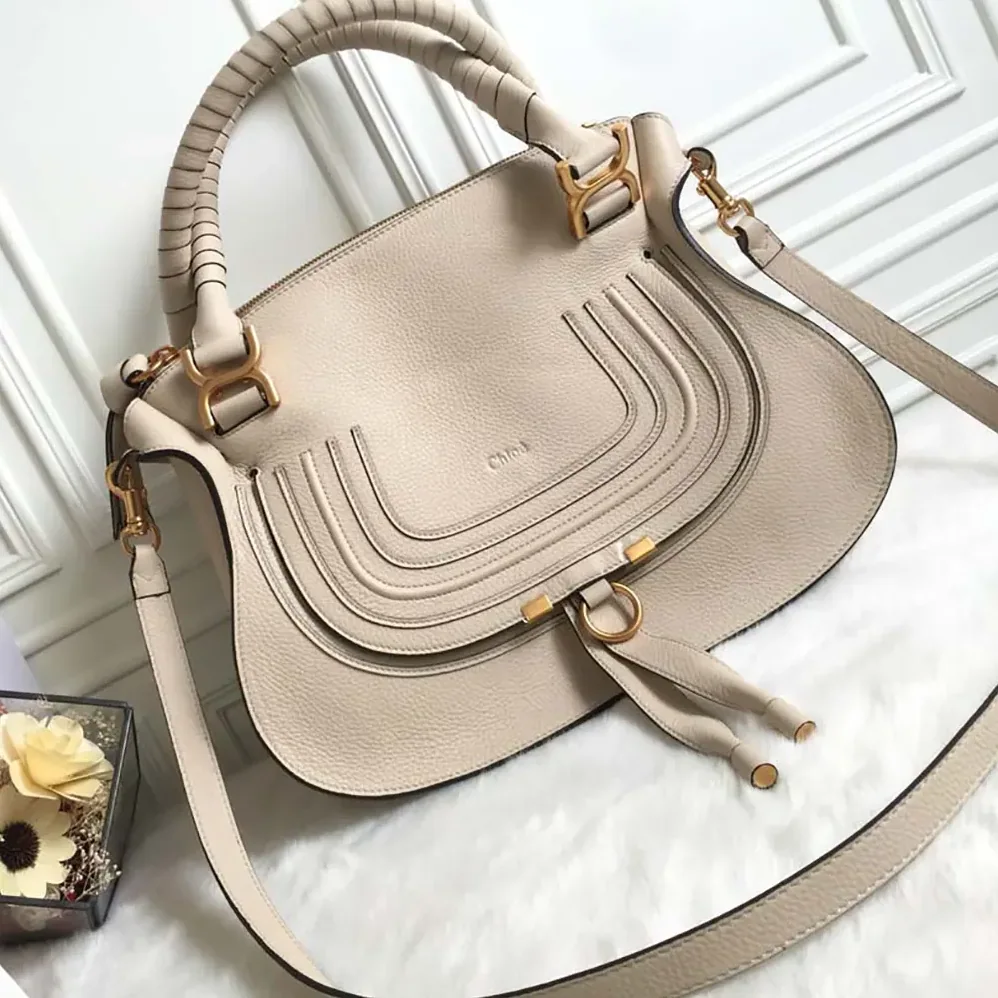 Chloe Marcie Bag in Grained Leather for Women in Beige Chloe Marcie Bag in Grained Leather for Women in Beige