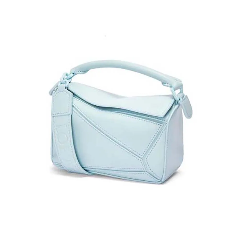 Loewe Mini Puzzle Bag in Satin Calfskin for Women in Blue Loewe Mini Puzzle Bag in Satin Calfskin for Women in Blue