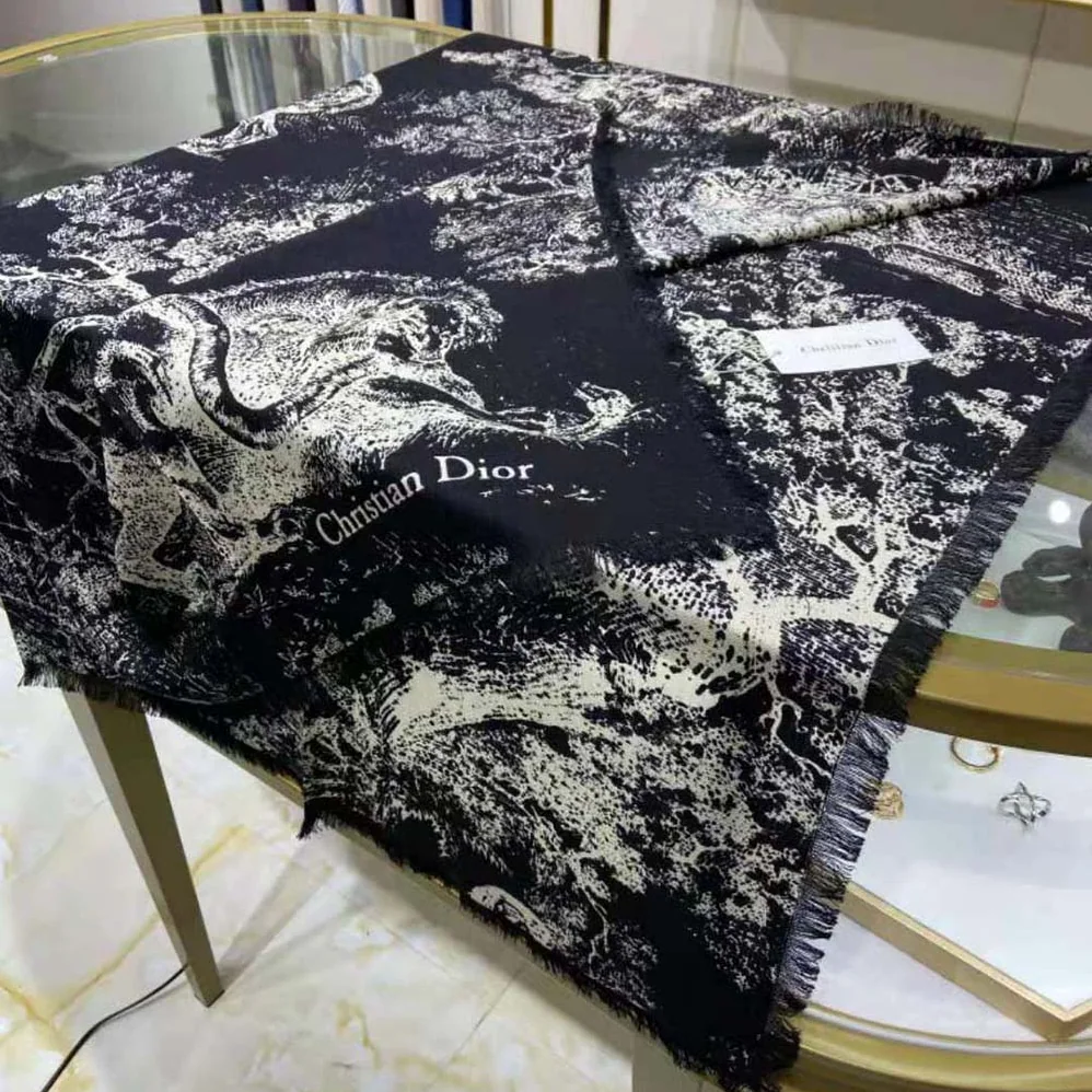 Dior Toile DE Jouy Reverse Square Scarf Silk Twill for Women in Black