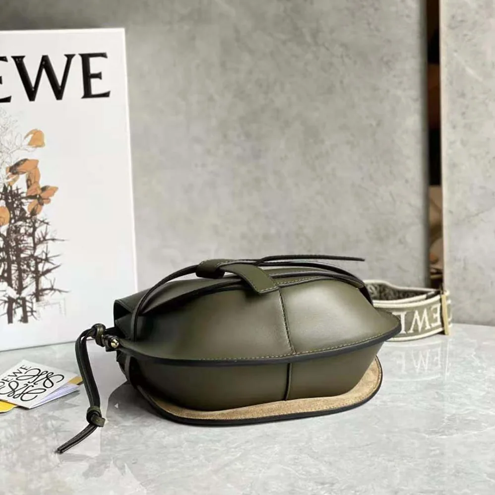 Loewe Small Gate Bag in Soft Calfskin and Jacquard for Women in Green Loewe Small Gate Bag in Soft Calfskin and Jacquard for Women in Green