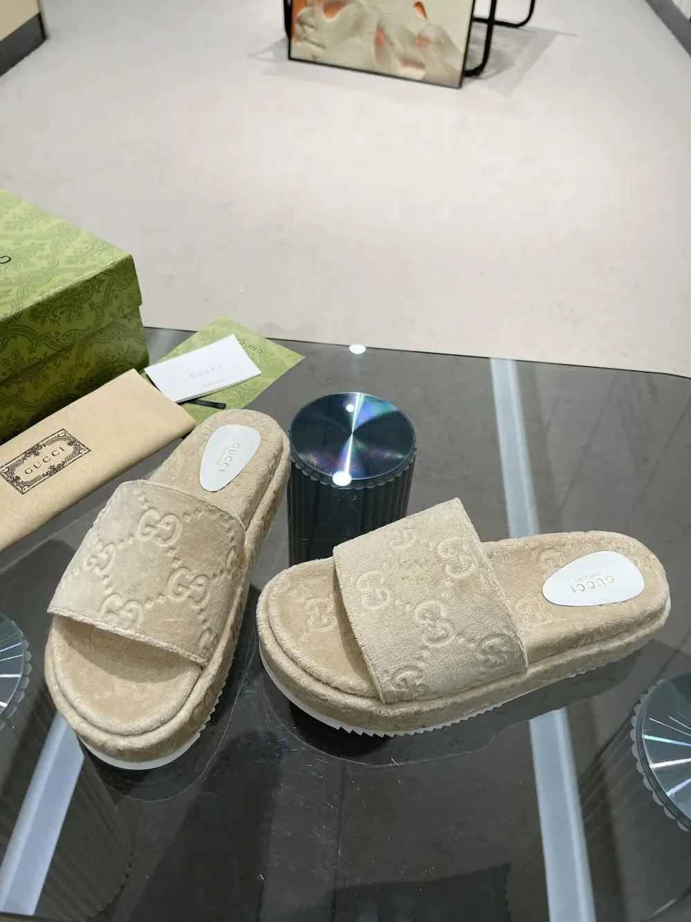 Gucci GG Platform Sandal Beige for Women Gucci GG Platform Sandal Beige for Women
