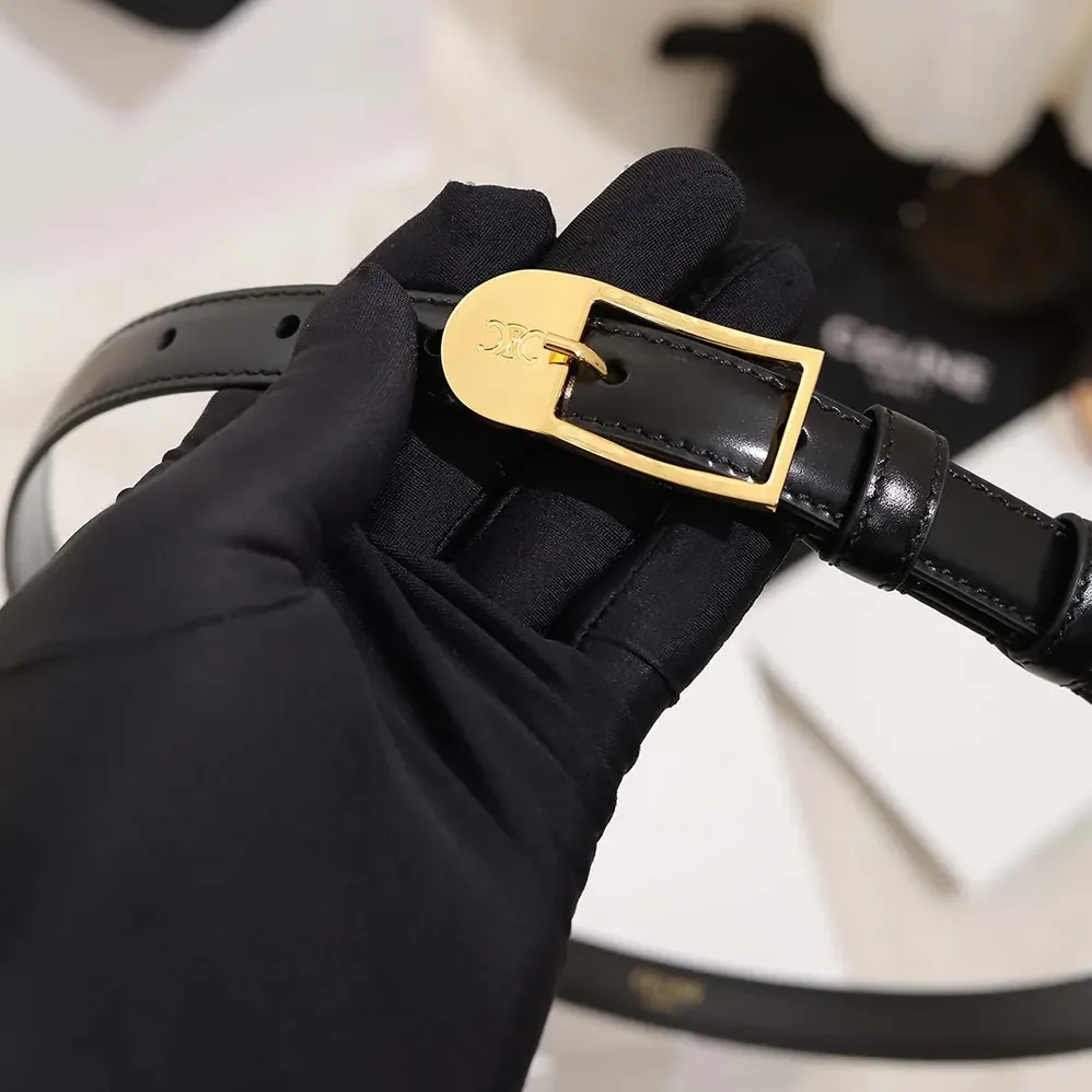 Celine Bc-25 18mm Belt In Taurillon Leather for Women in Black Celine Bc-25 18mm Belt In Taurillon Leather for Women in Black