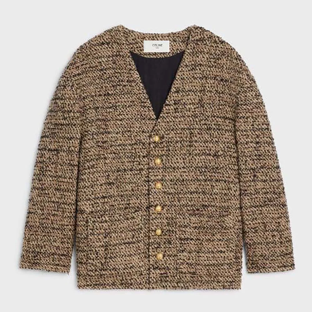 Celine Oversized Cardigan in Tweed for Women