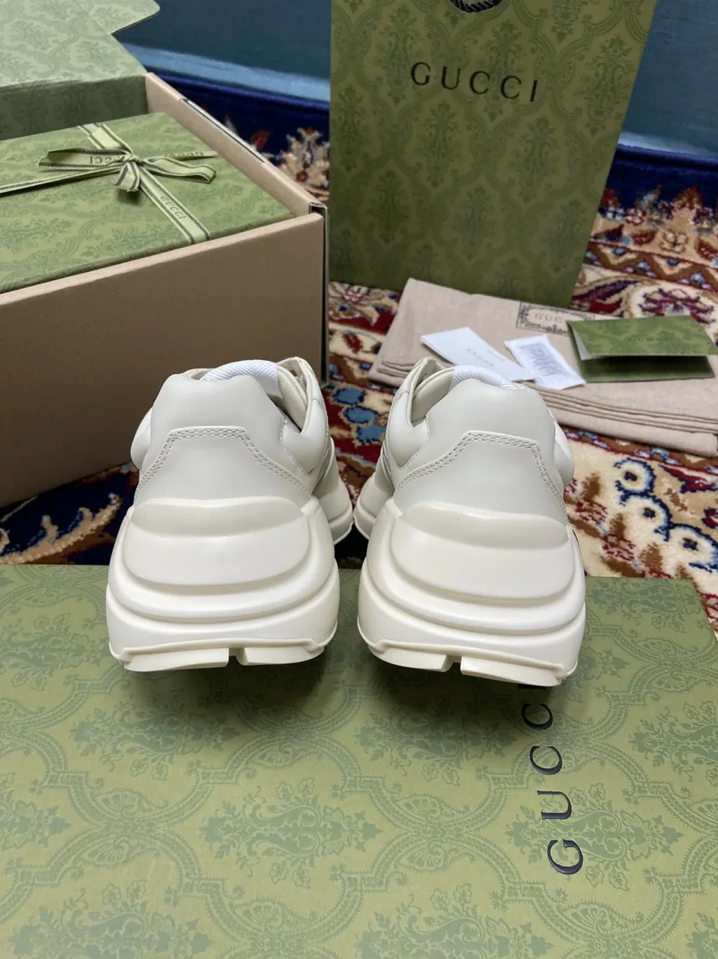 Gucci Rhyton Sneakers With Gucci Love Parade Red White Ivory for Men Gucci Rhyton Sneakers With Gucci Love Parade Red White Ivory for Men