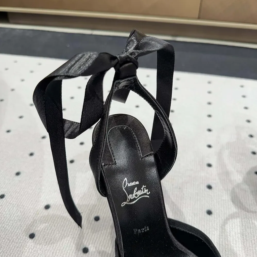 Christian Louboutin Cassia Lace Up 100 mm Strappy Pumps for Women in Black