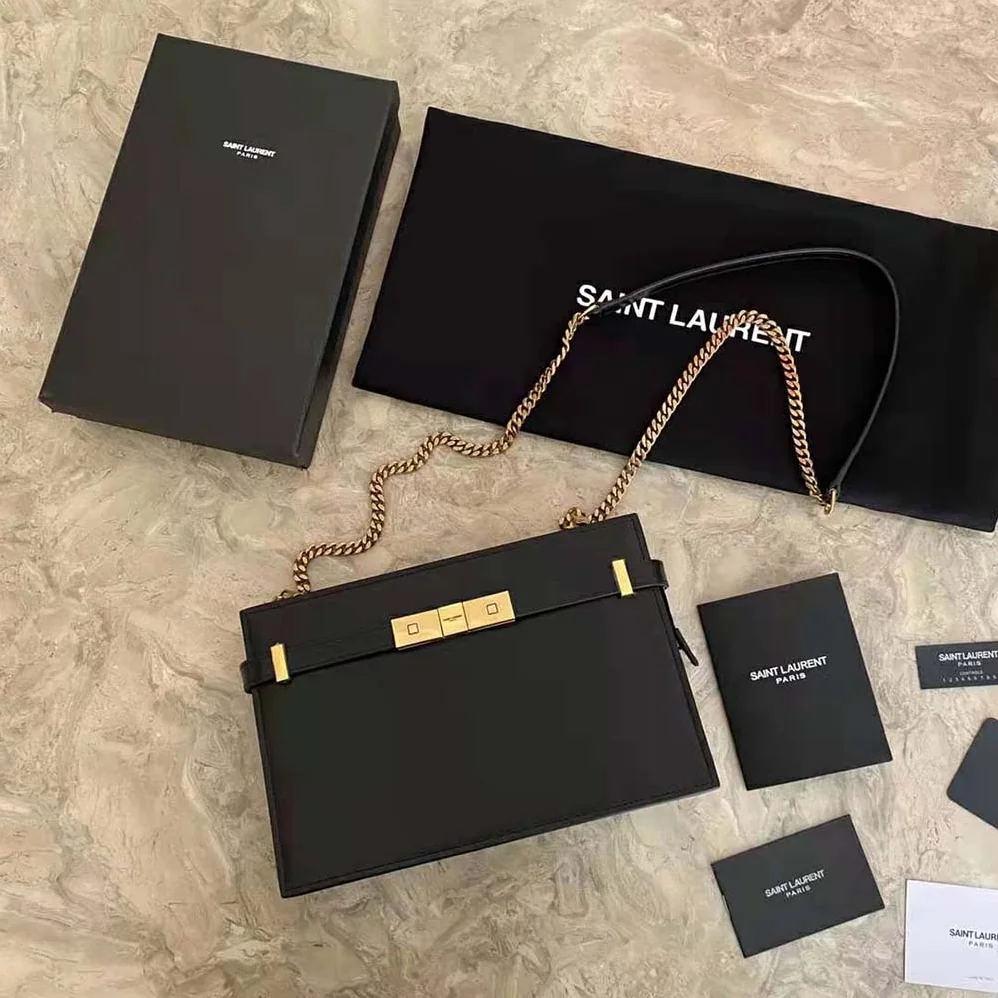 Saint Laurent YSL New Manhattan Pouch in Box Saint Laurent Leather for Women in Black Saint Laurent YSL New Manhattan Pouch in Box Saint Laurent Leather for Women in Black