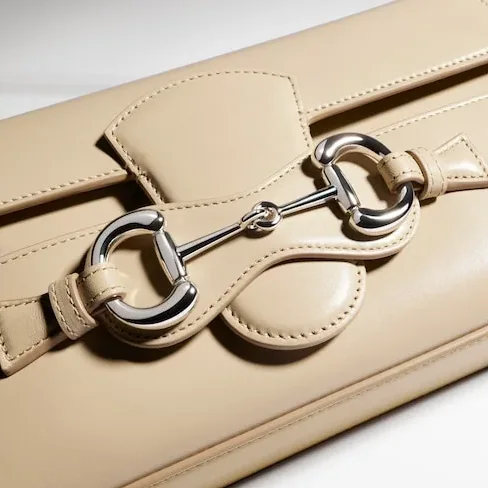 Gucci Horsebit Ristretto Medium Shoulder Bag / Beige Silver Hardware A0020Y AAGRB 9730