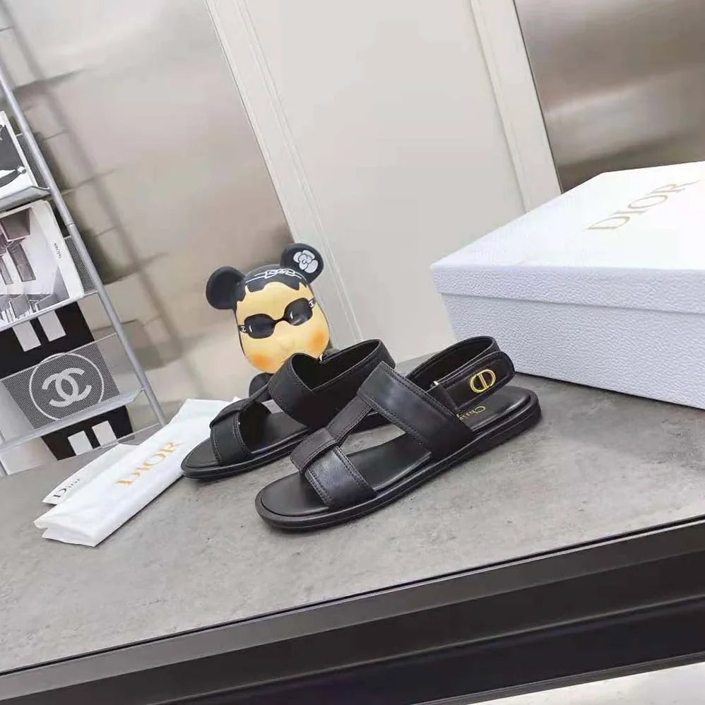 Dior Ocean Sandal Black Lambskin for Women