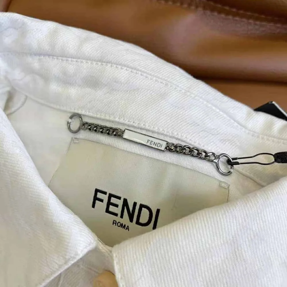 Fendi White Denim Cropped Jacket for Women Fendi White Denim Cropped Jacket for Women