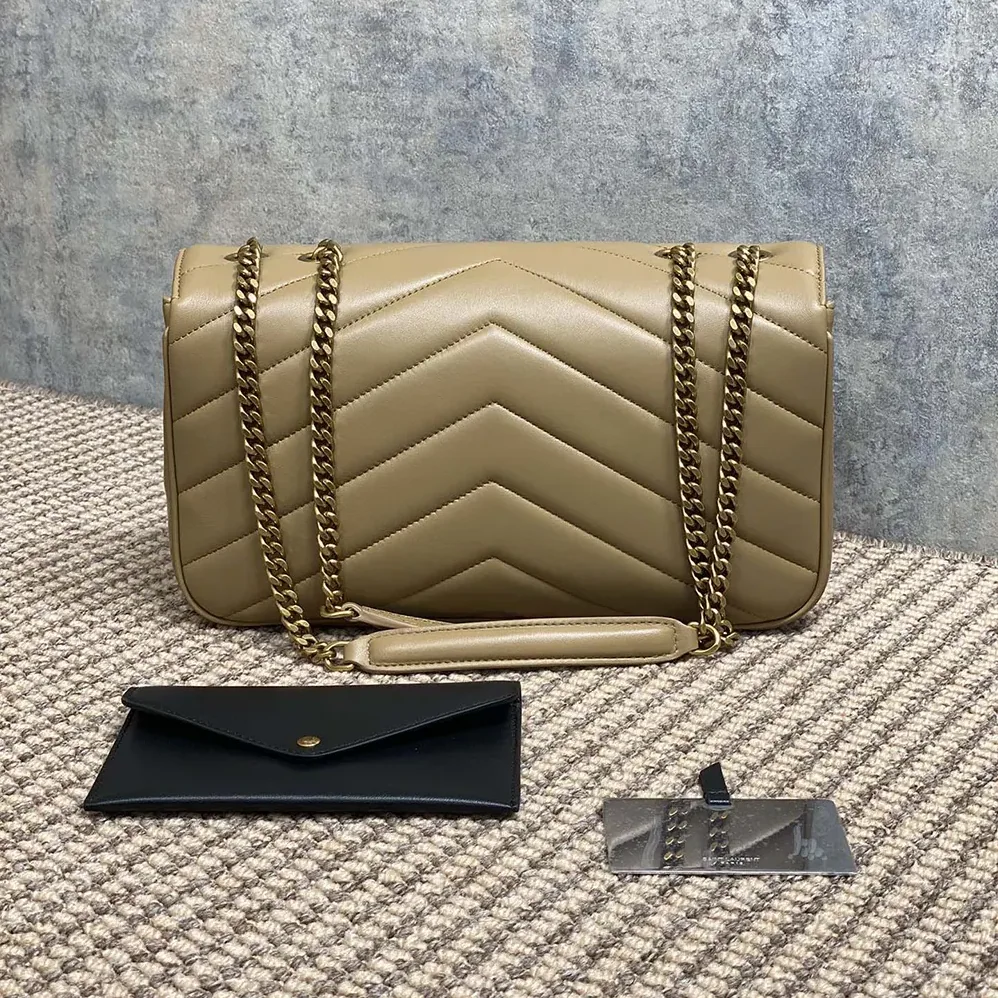 Saint Laurent YSL Loulou Medium in Matelasse Lambskin for Women in Natural Saint Laurent YSL Loulou Medium in Matelasse Lambskin for Women in Natural