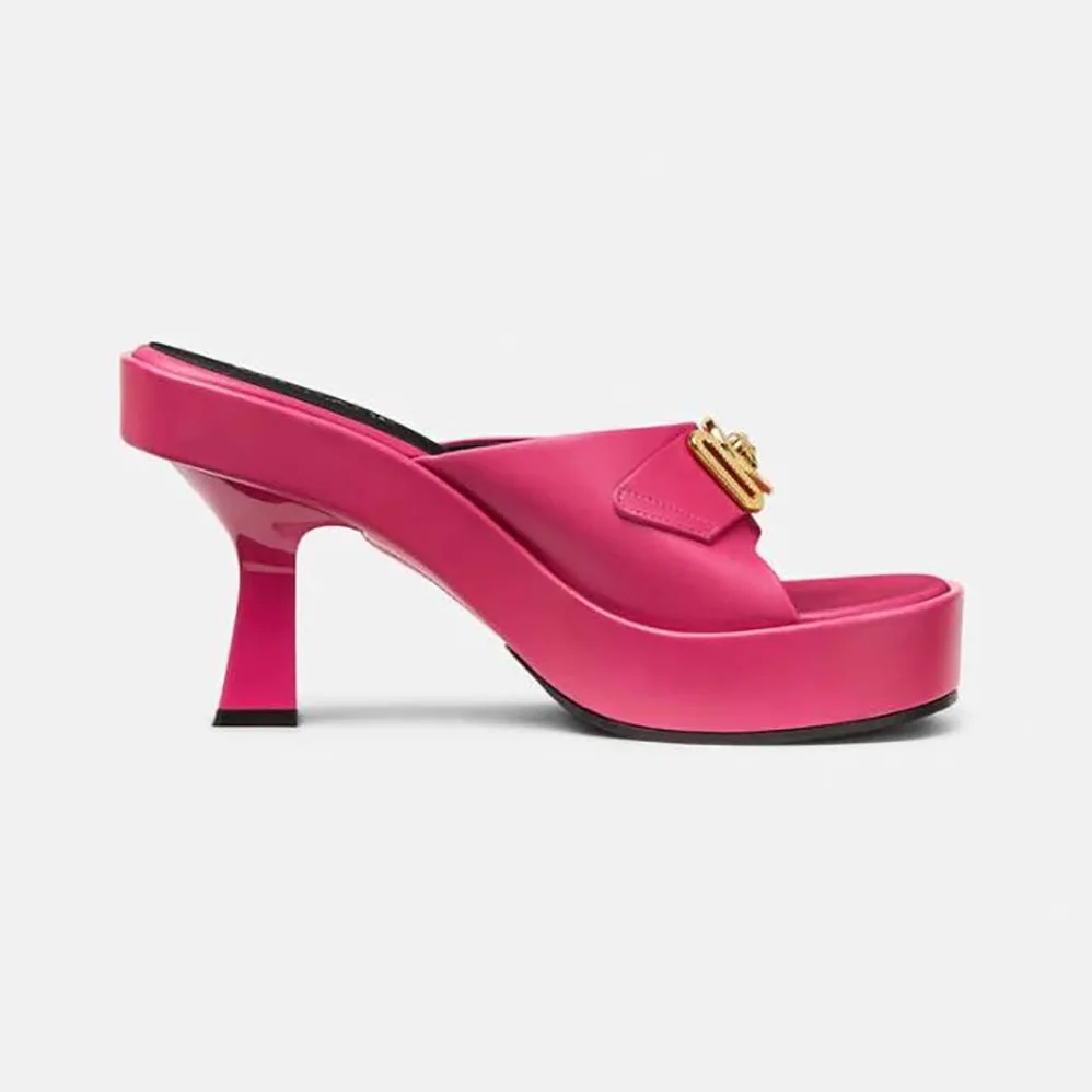 Versace Medusa Biggie Mules in 85mm Heel Height for Women in Pink Versace Medusa Biggie Mules in 85mm Heel Height for Women in Pink