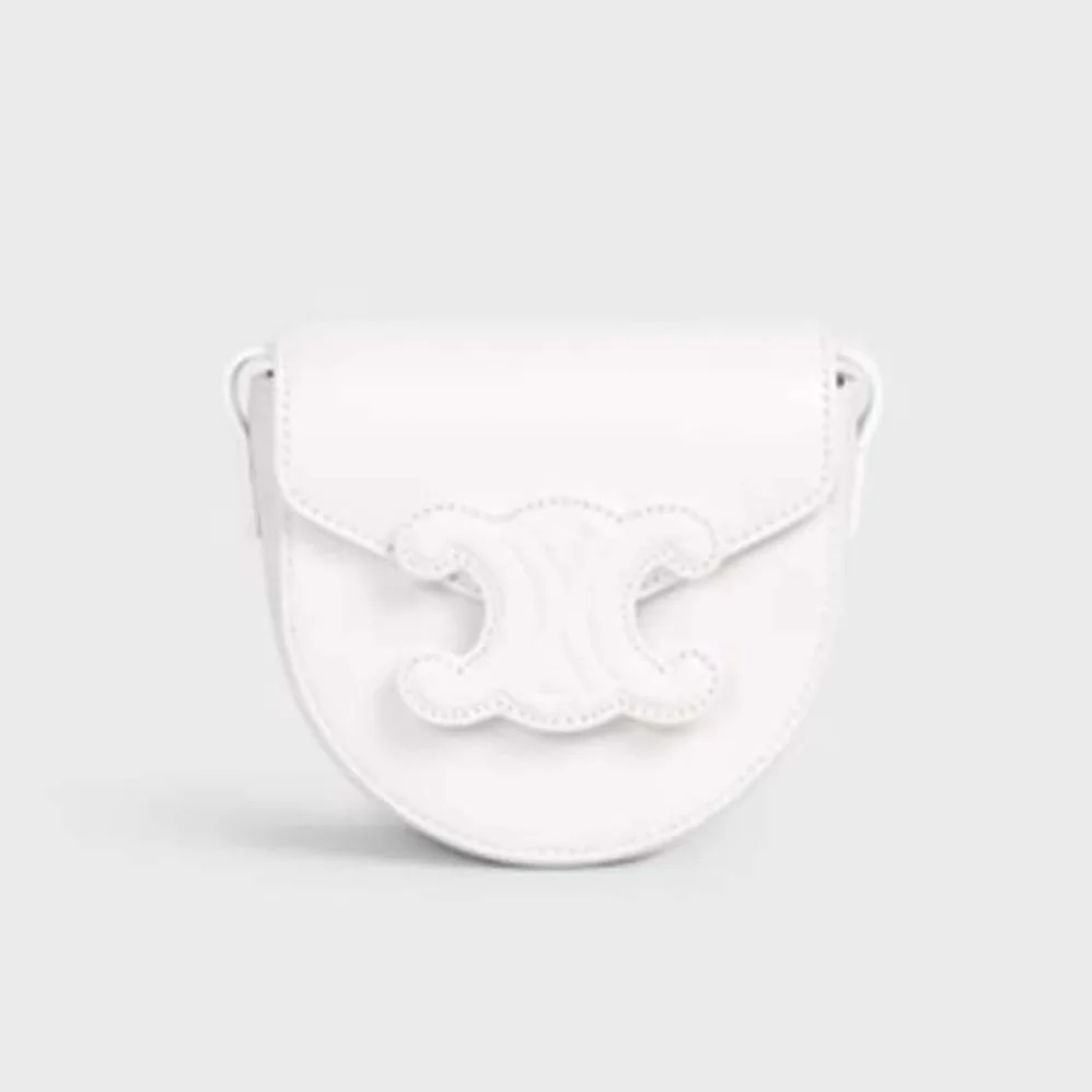 Celine Mini Besace Cuir Triomphe in Smooth Calfskin for Women in White