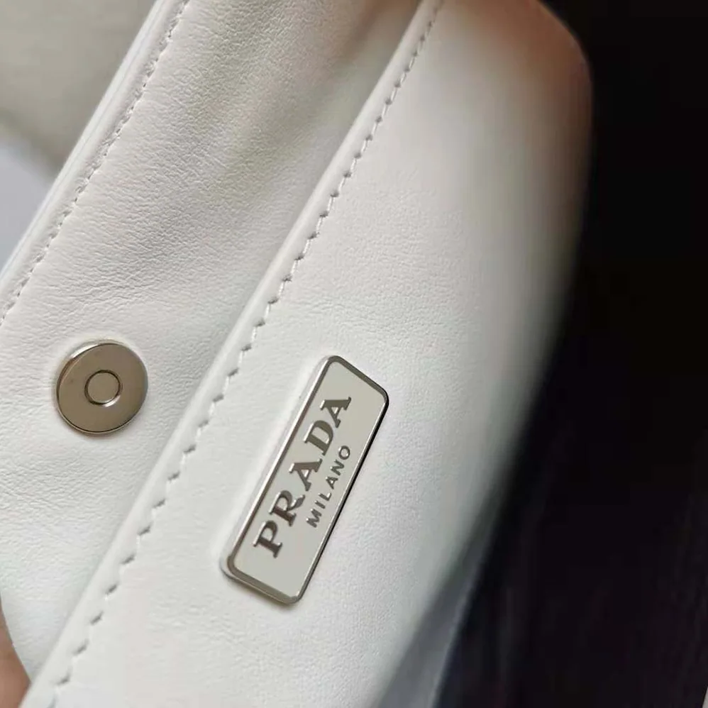 Prada Prada Cleo Brushed Leather Shoulder Bag for Women in White