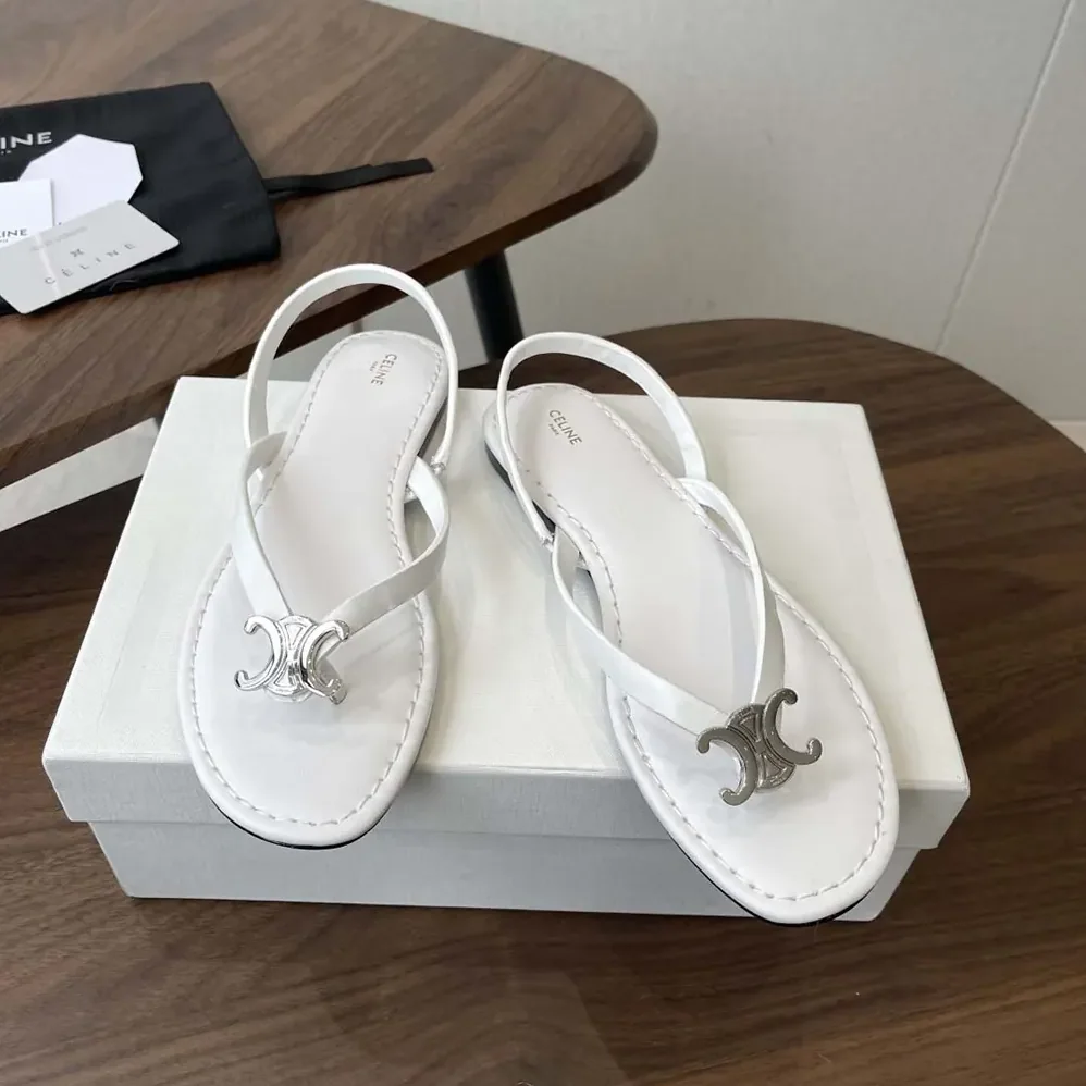 Celine Biki Sandal in Calfskin for Women in White
