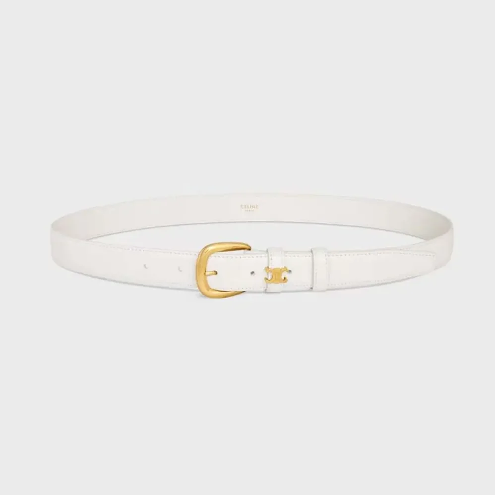 Celine Vivienne Belt 25Mm In Taurillon Leather for Women in White Celine Vivienne Belt 25Mm In Taurillon Leather for Women in White