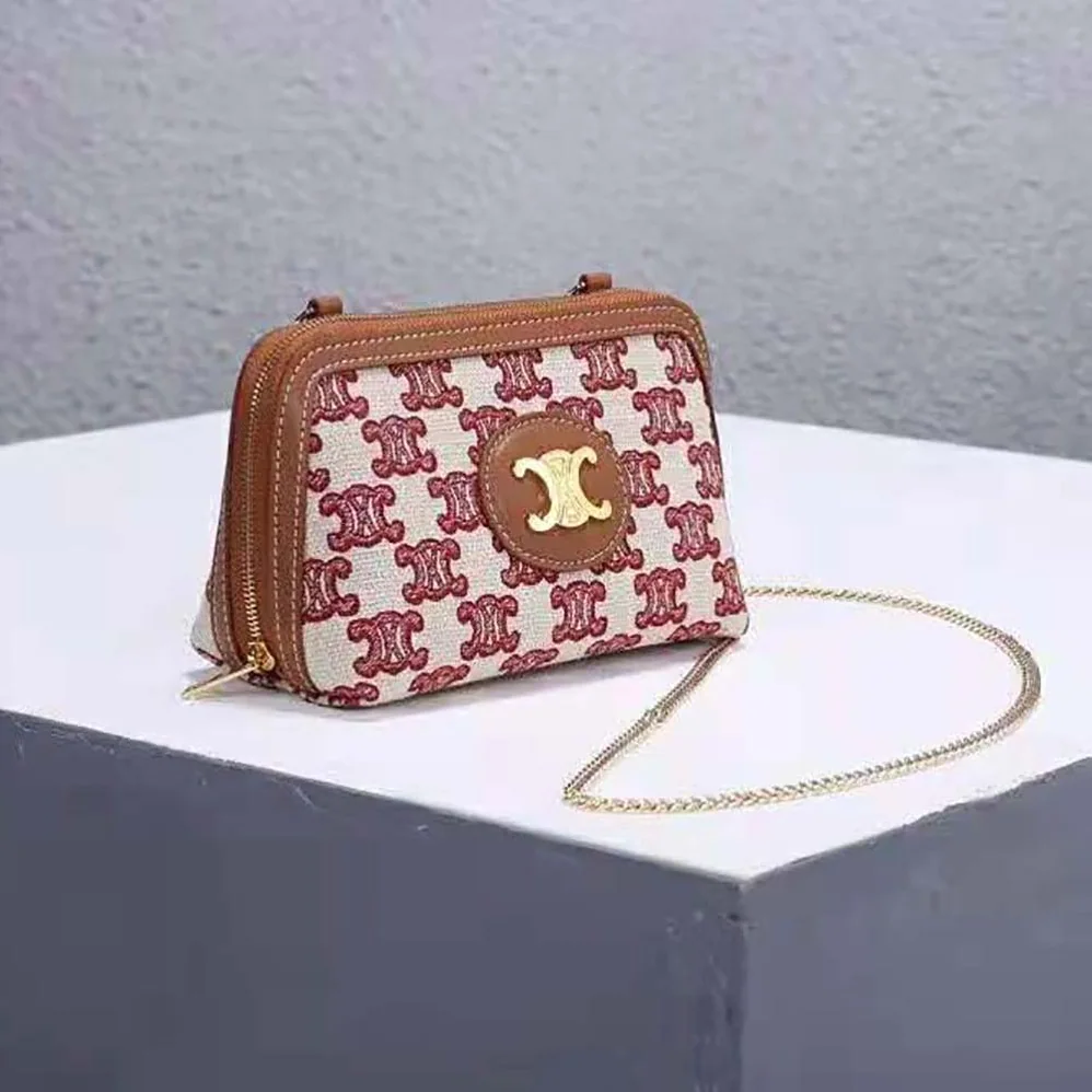 Celine Clutch on Chain in Textile with Triomphe Embroidery for Women Celine Clutch on Chain in Textile with Triomphe Embroidery for Women