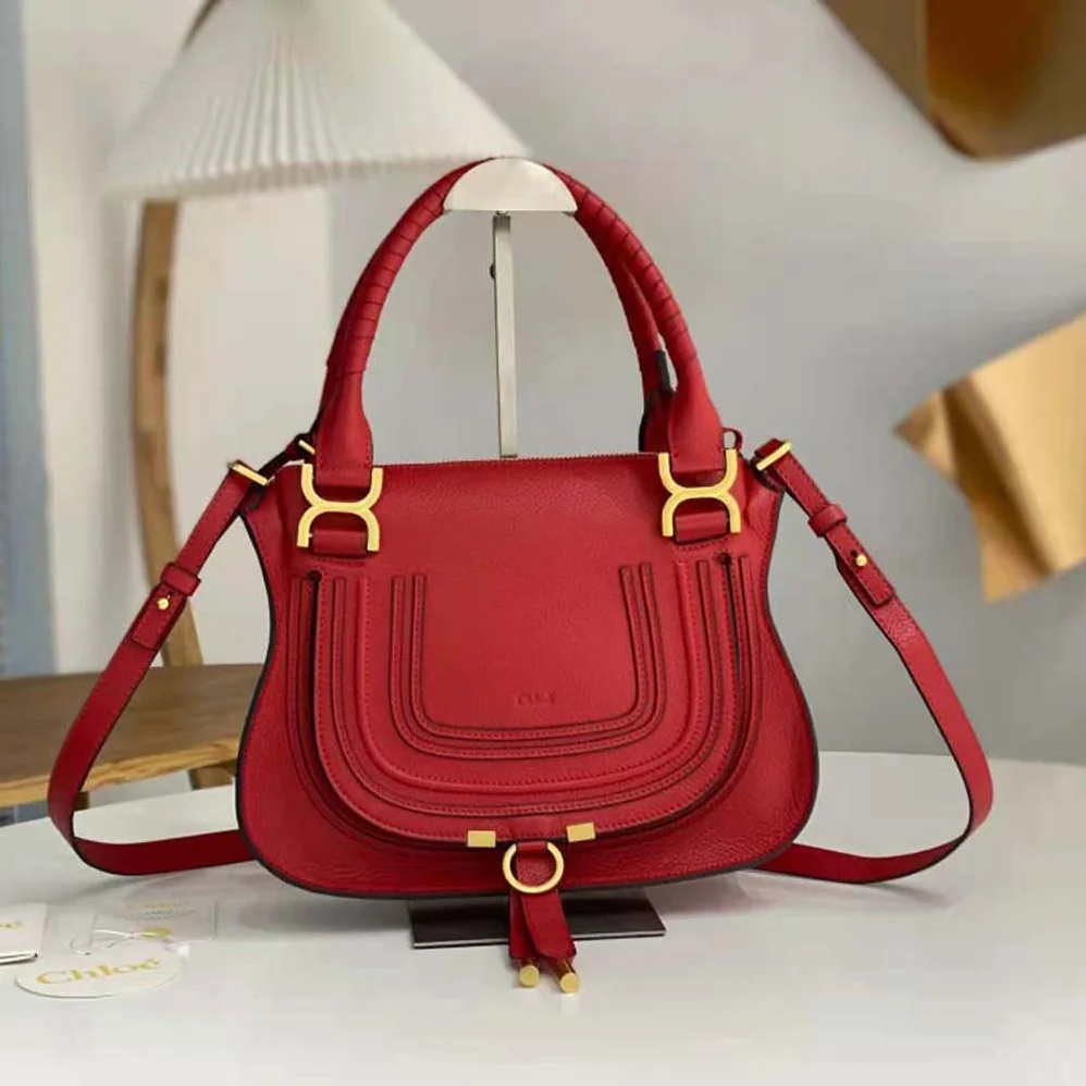 Chloe Marcie Small Double Carry Bag for Women in Red Chloe Marcie Small Double Carry Bag for Women in Red
