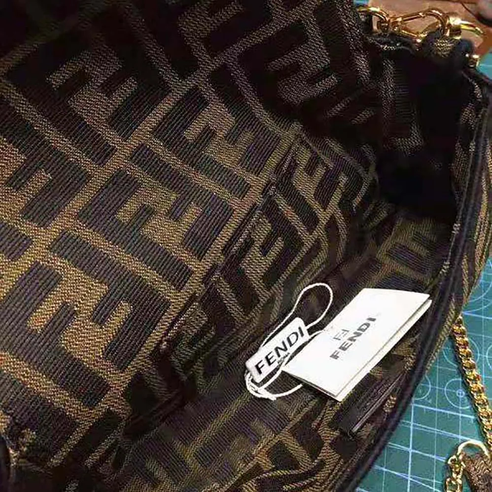 Fendi Mini Baguette Brown Fabric Bag for Women Fendi Mini Baguette Brown Fabric Bag for Women